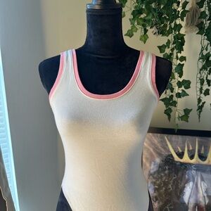 Women's White and Pink Tank Top